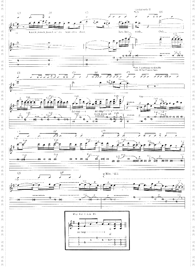 konck’inontheheavensdoor吉他谱六线谱-