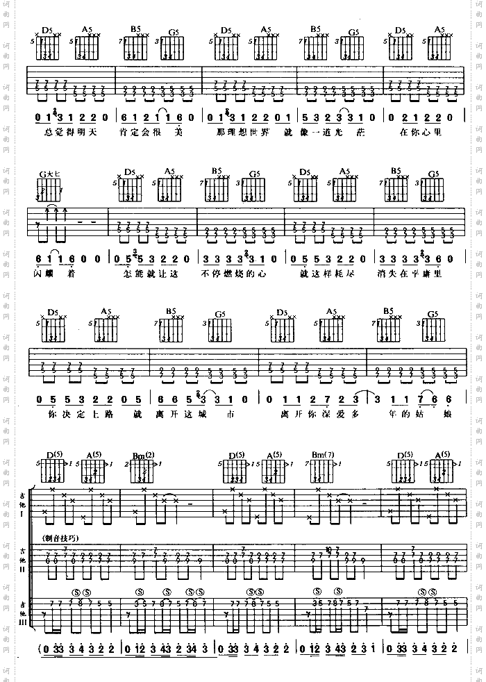 那一年吉他谱和弦六线谱-