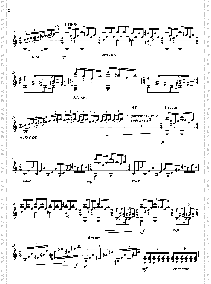 paseonocturno-详细指法吉他谱谱