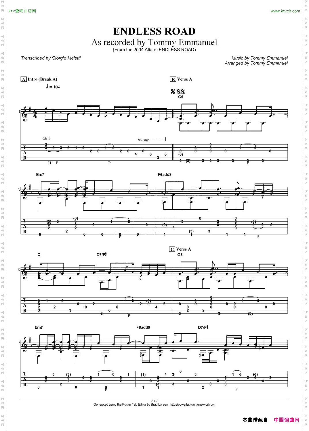 tommyemmanuel：endlessroad指弹吉他