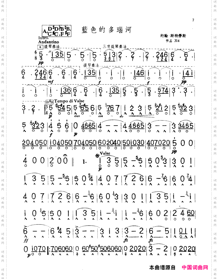 蓝色的多瑙河斯特劳斯作品314_蓝色的多瑙河斯特劳斯作品 314