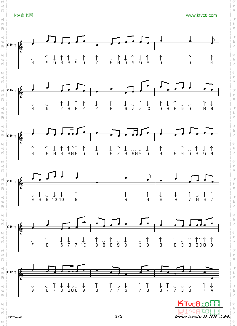 可惜我是水瓶座口琴谱