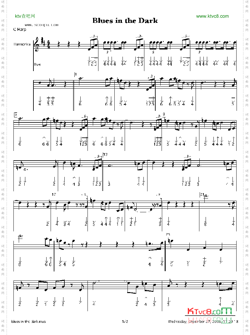 bluesinthedark口琴谱