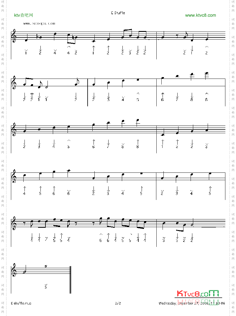 eshuffle口琴谱