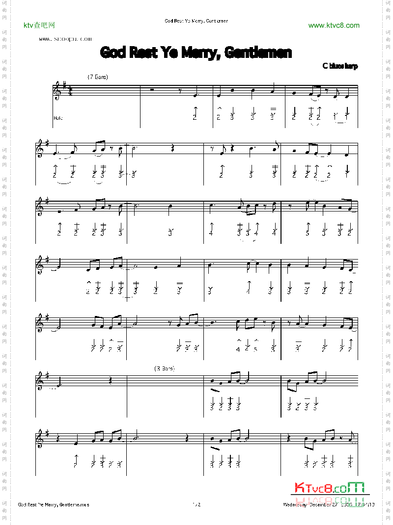 godrestyemerry,gentlemen口琴谱