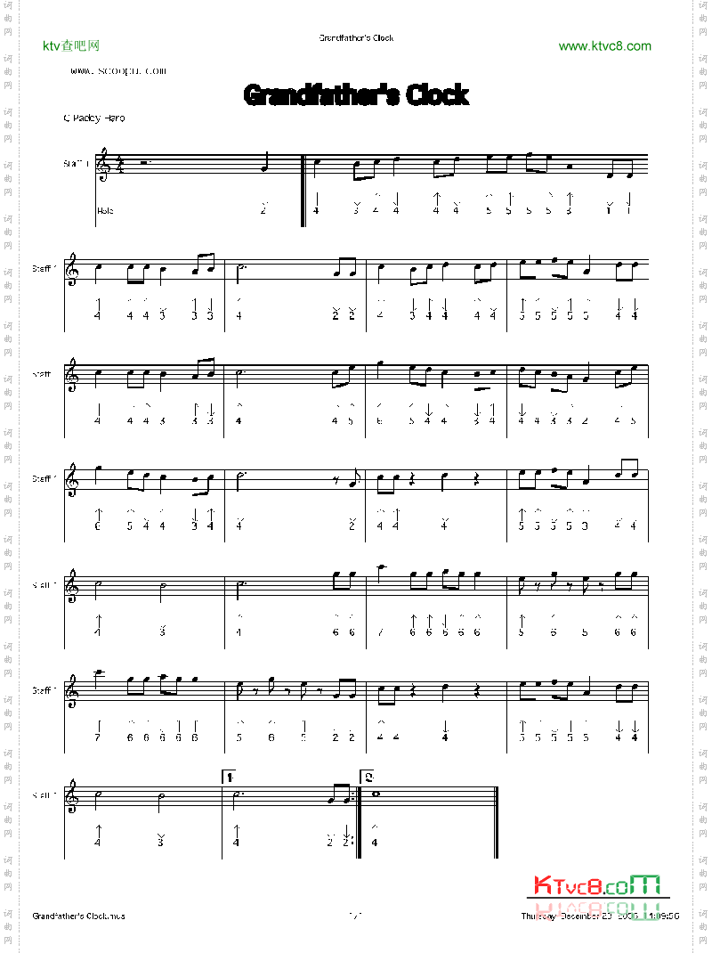 GrandfatherisClock口琴谱