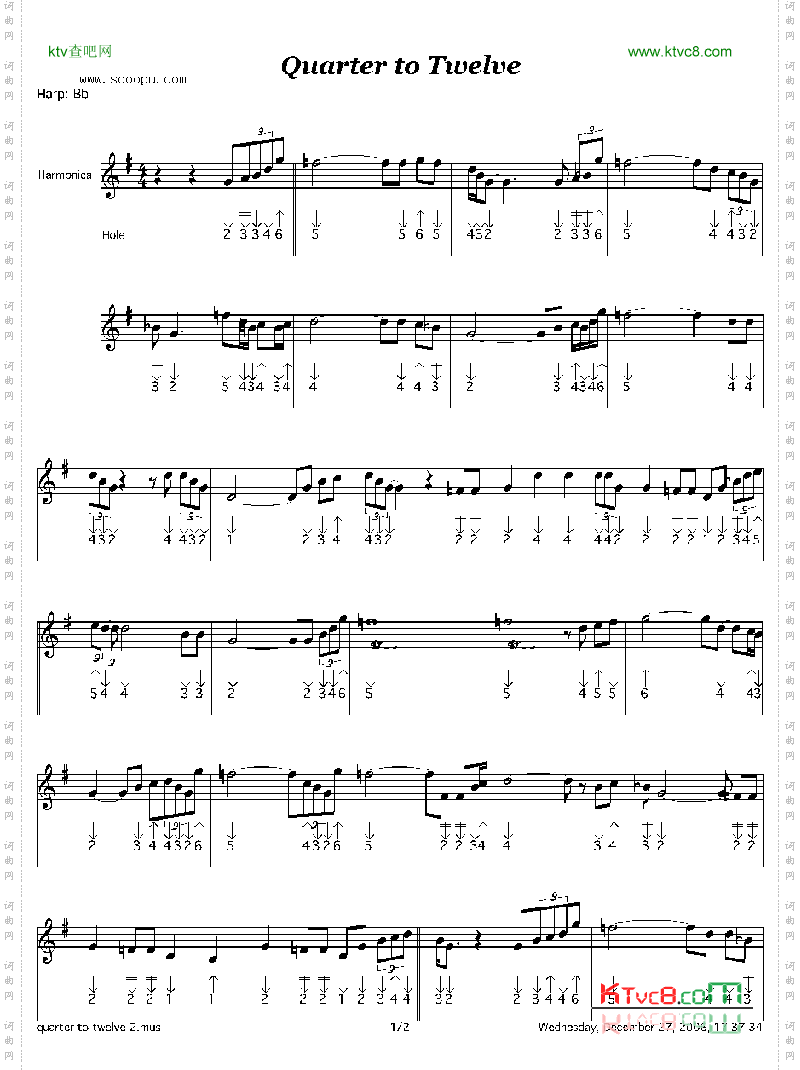 quartertotwelve口琴谱