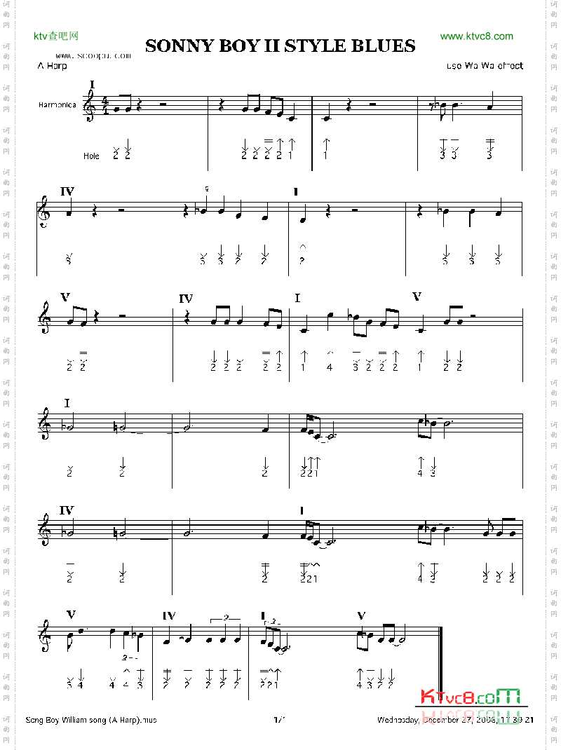 sonnyboystyleblues口琴谱