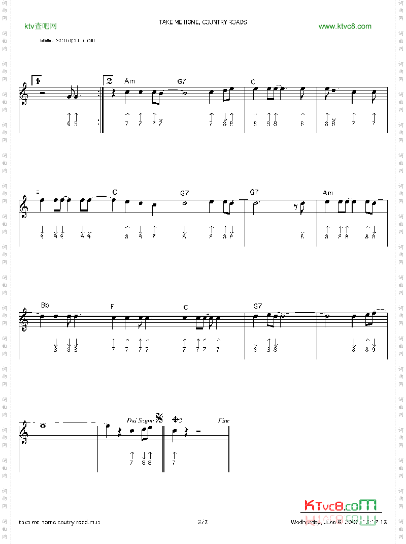 takemehome,countryroads口琴谱