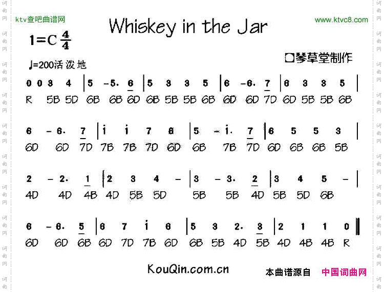 WhiskeyintheJar布鲁斯口琴谱