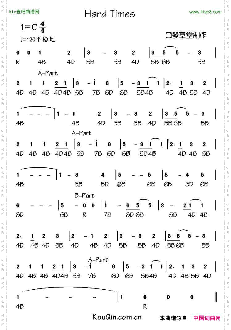 HardTimes布鲁斯口琴谱