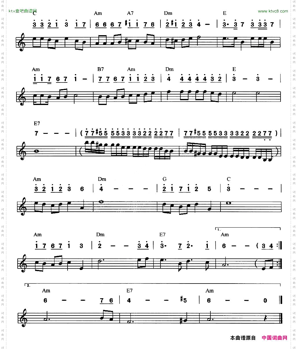 [日]感谢你电视剧《血疑》插曲、线简谱混排版