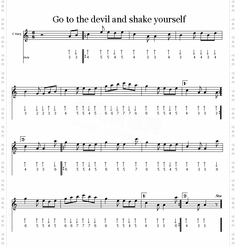 gotodevilandshakeyourself口琴谱