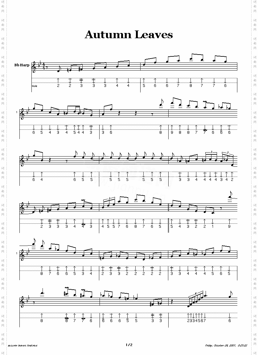 autumnleaves1口琴谱