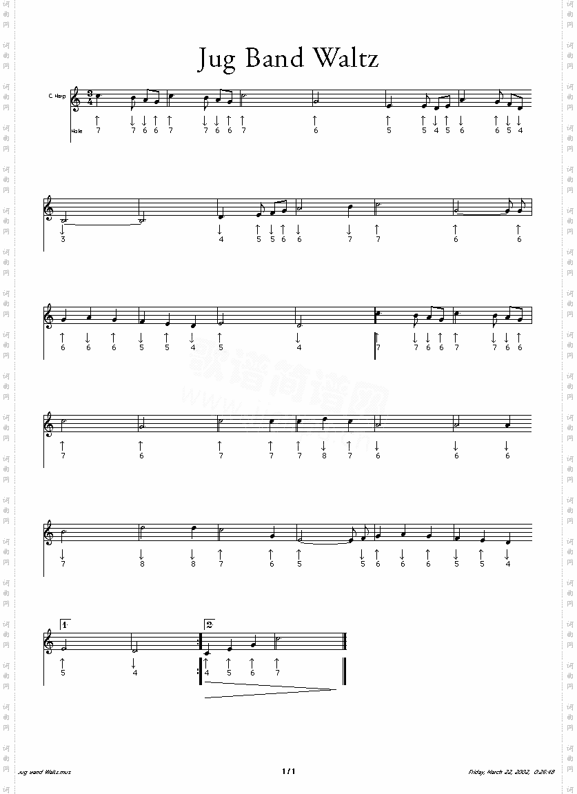 jugbandwaltz口琴谱
