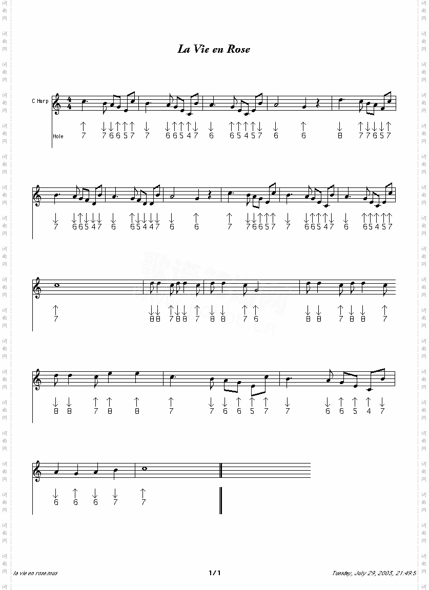 lavieenrose口琴谱