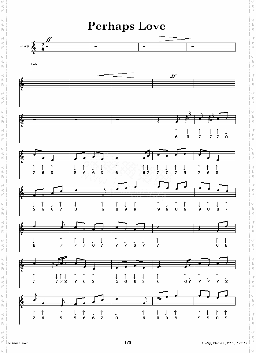 perhapslove口琴谱