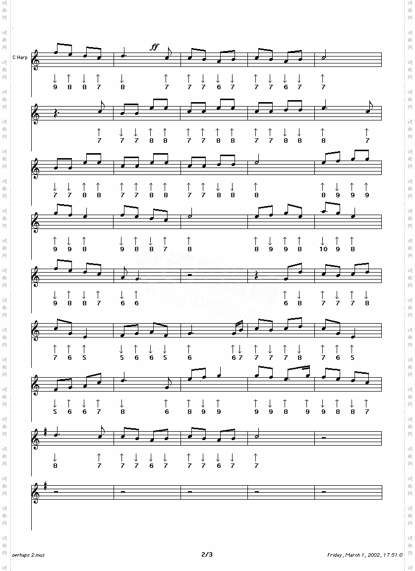 perhapslove口琴谱