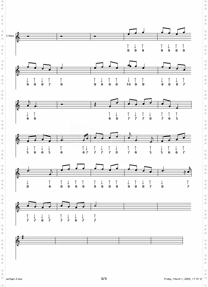 perhapslove口琴谱