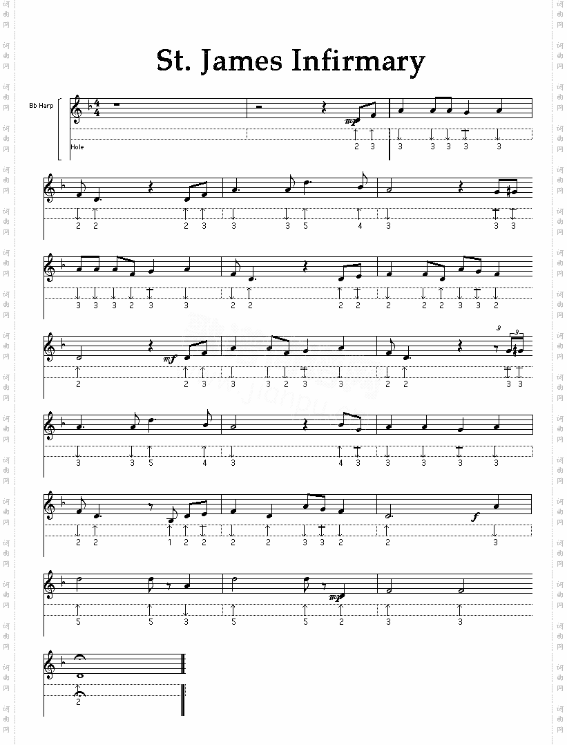 st.jamesinfirmary口琴谱.gif