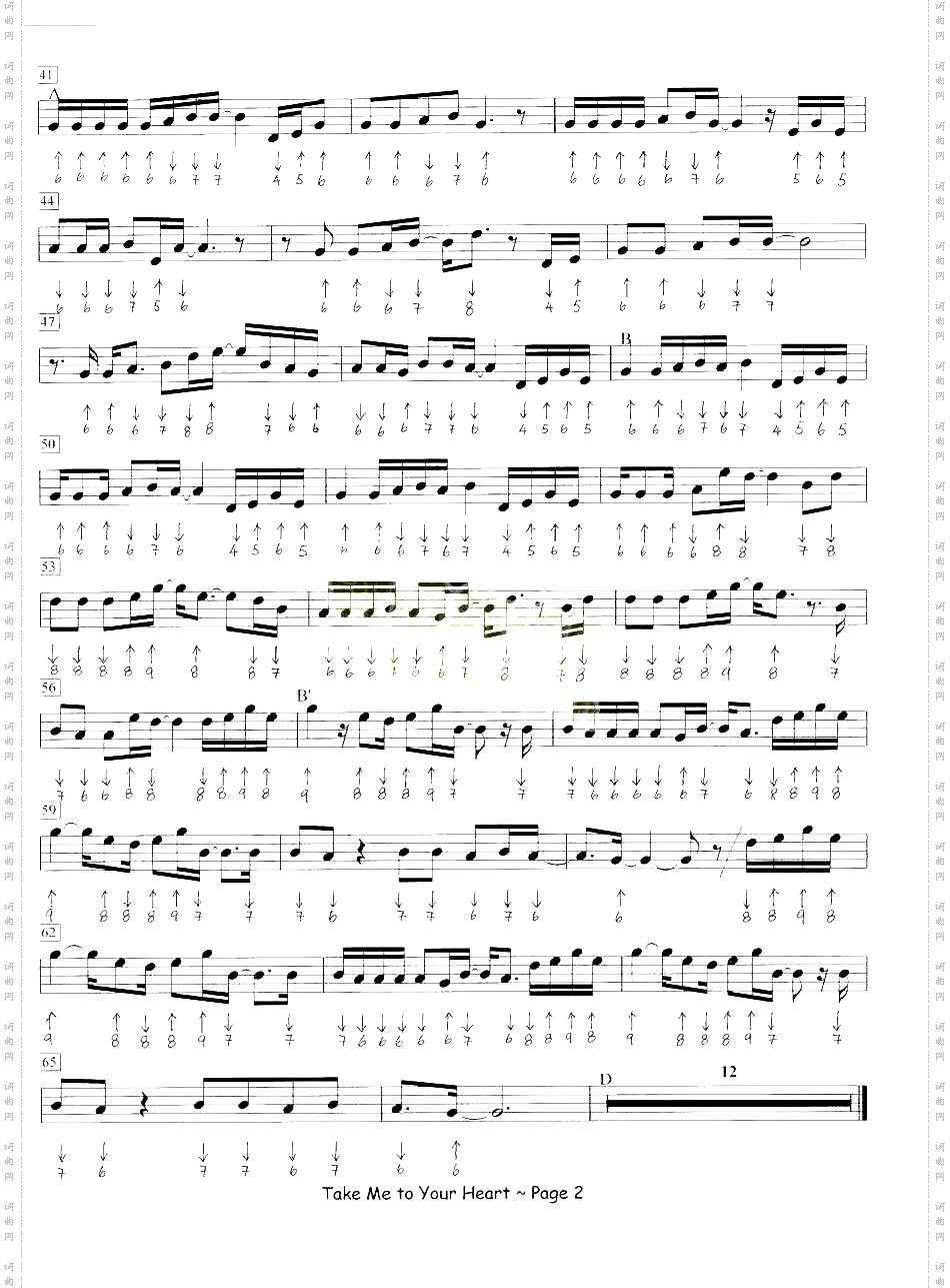 TakeMeToYourHeart口琴谱