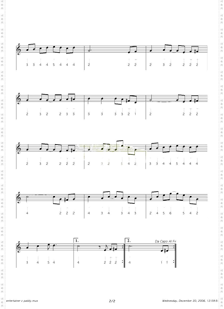 Theentertainer口琴谱