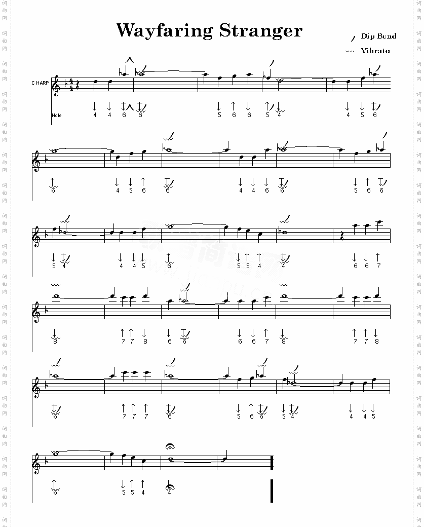wayfaringsrtanger口琴谱