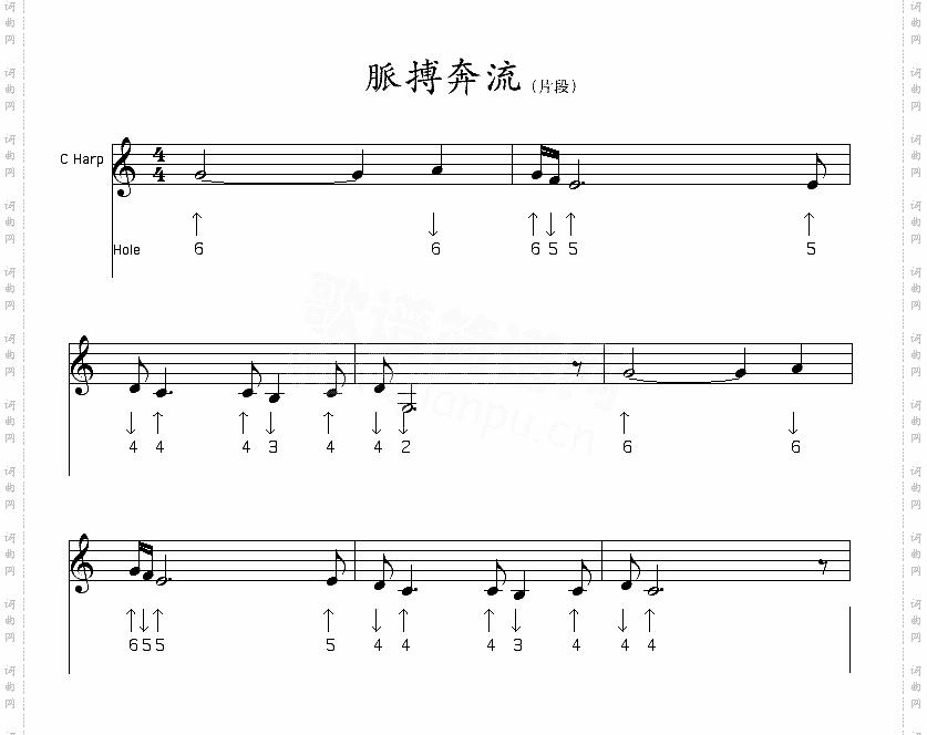 脉搏奔流口琴谱