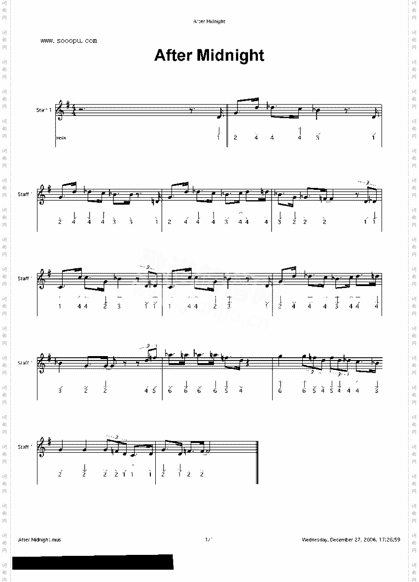 AfterMidnight口琴谱