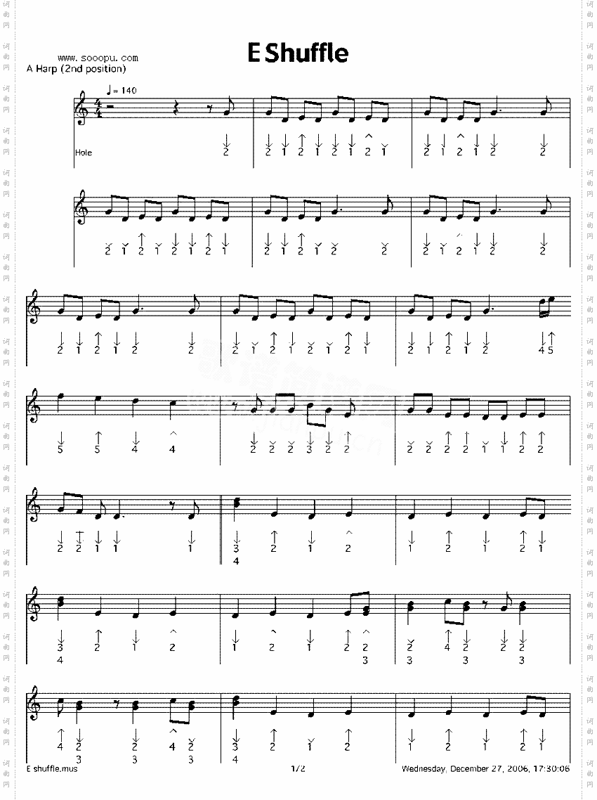 eshuffle口琴谱