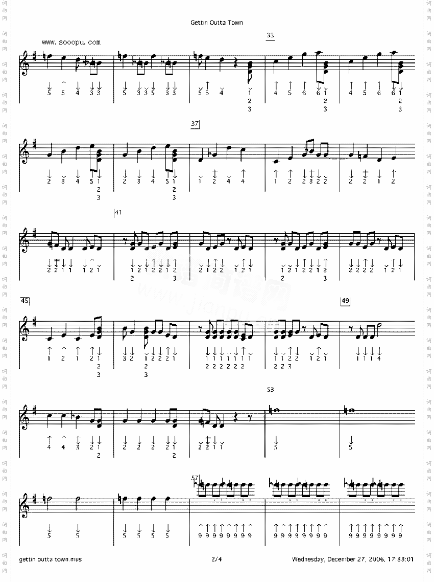 gettinoutatown口琴谱