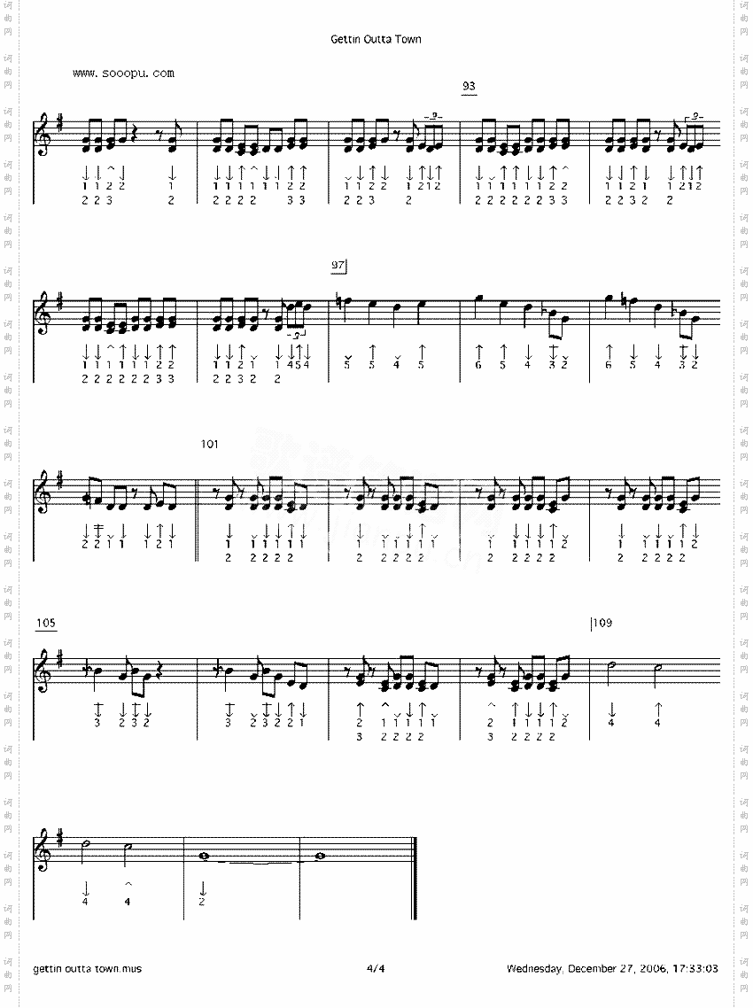 gettinoutatown口琴谱
