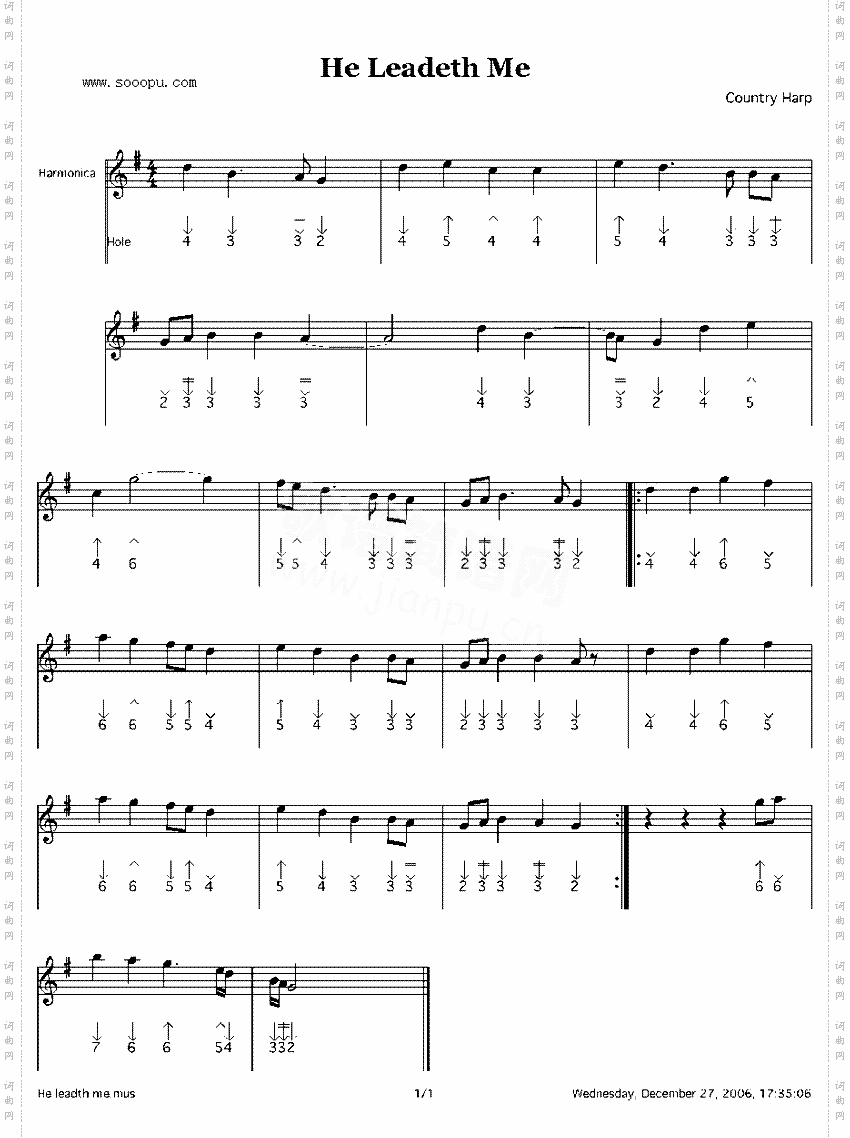 heleadethme口琴谱