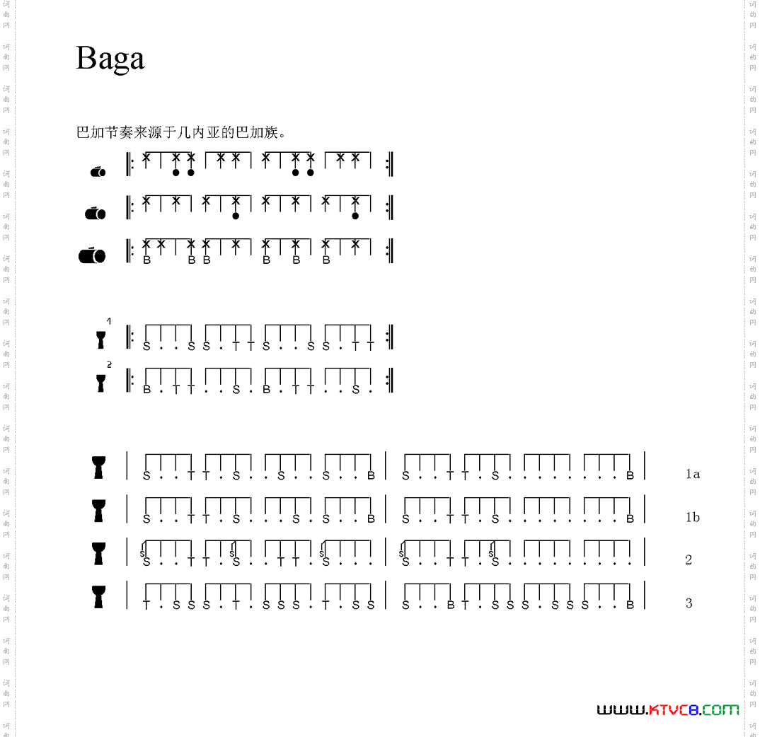 Baga非洲手鼓谱