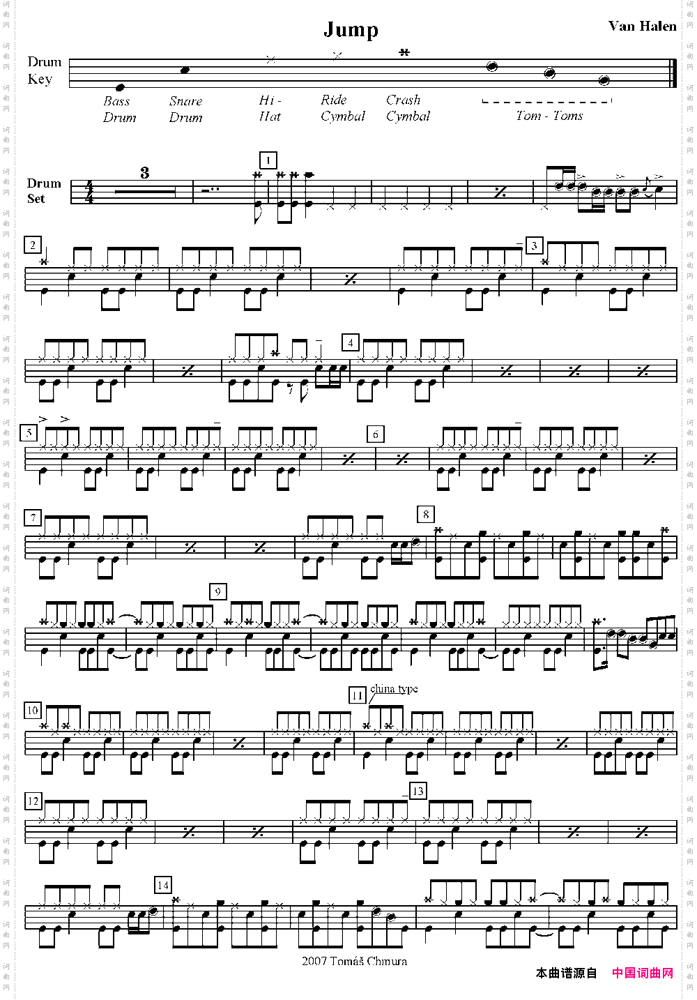 爵士鼓谱:VanHalen-Jump