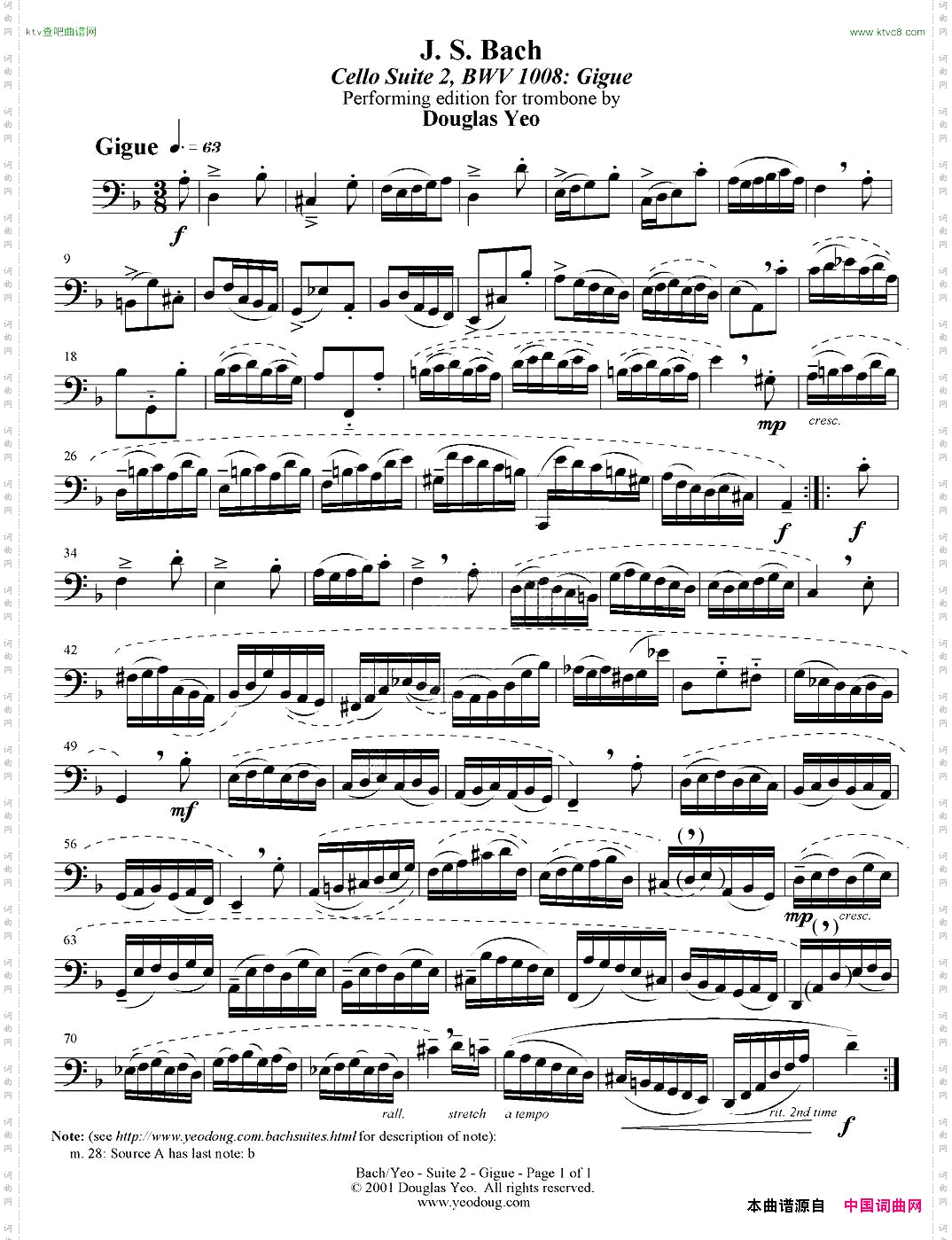 DouglasYeo-Gigue吉格舞曲低音长号