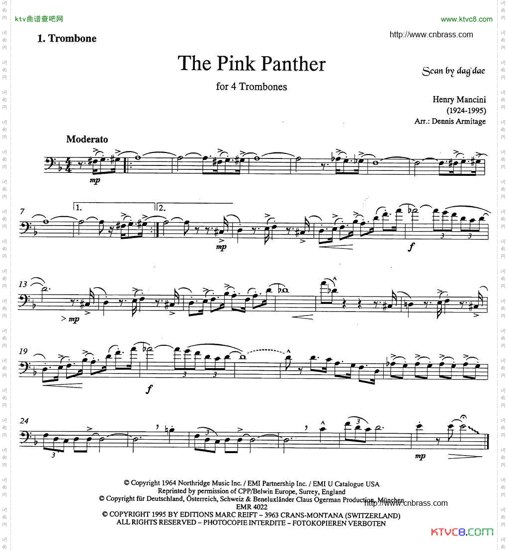 ThePinkPanther《粉红豹》长号四重奏