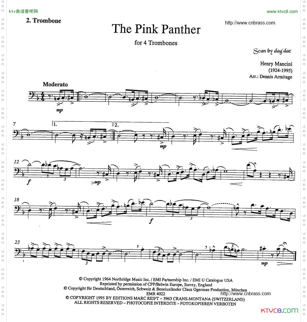 ThePinkPanther《粉红豹》长号四重奏