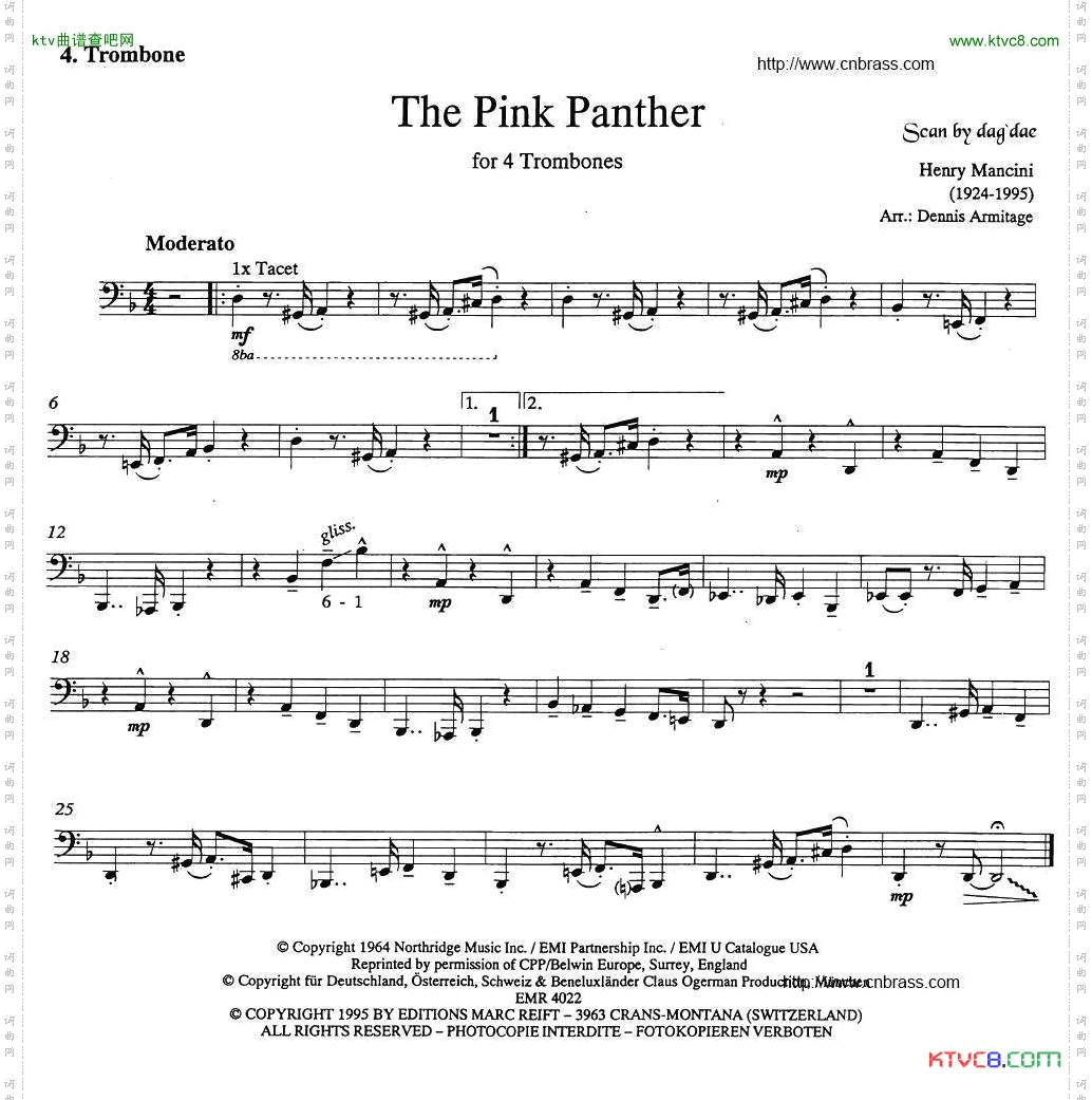 ThePinkPanther《粉红豹》长号四重奏