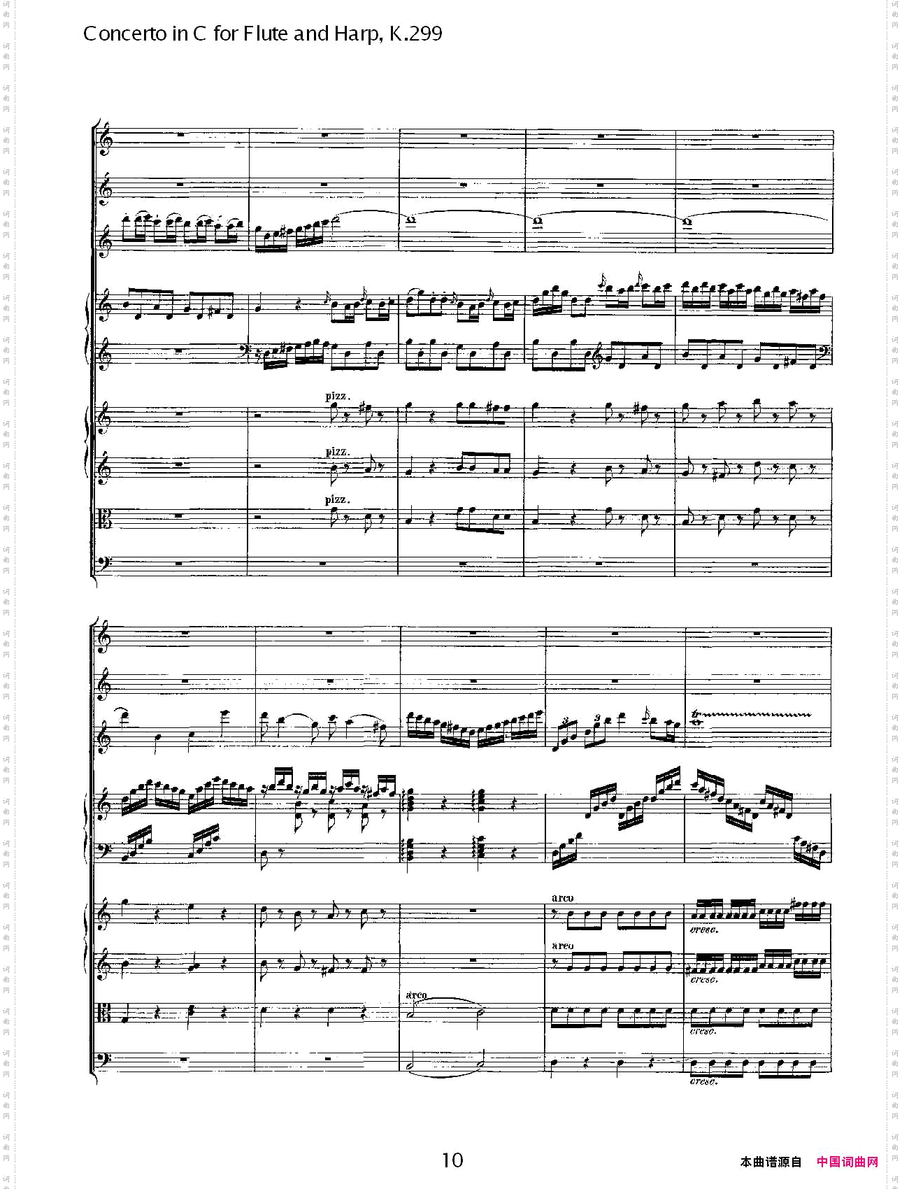 C调长笛与竖琴协奏曲,K.299一