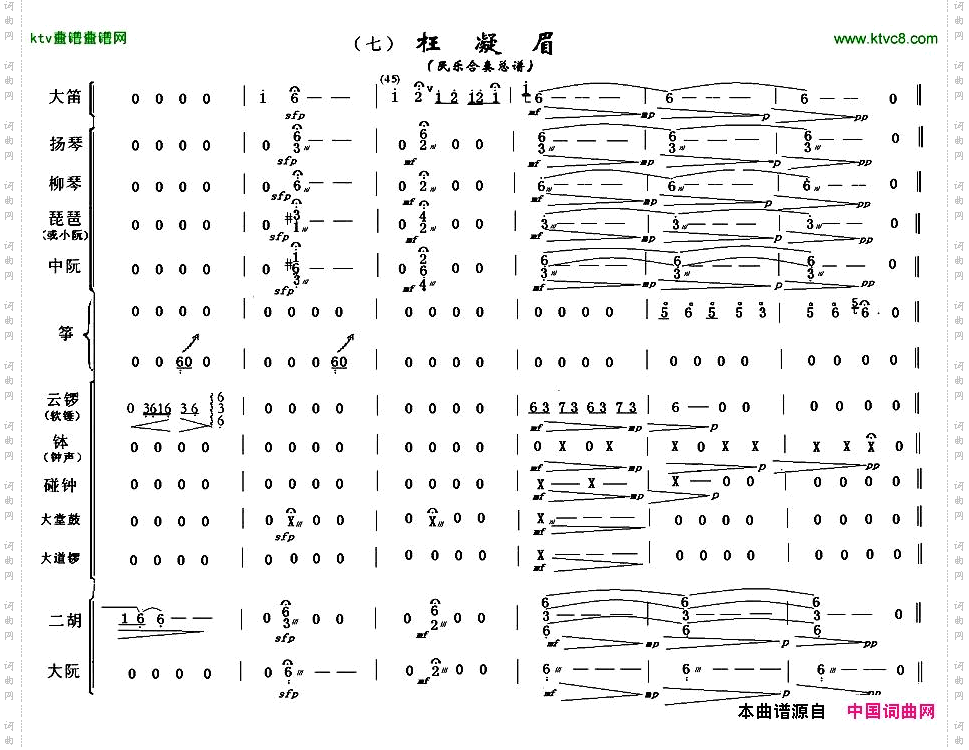 枉凝眉民乐合奏总谱