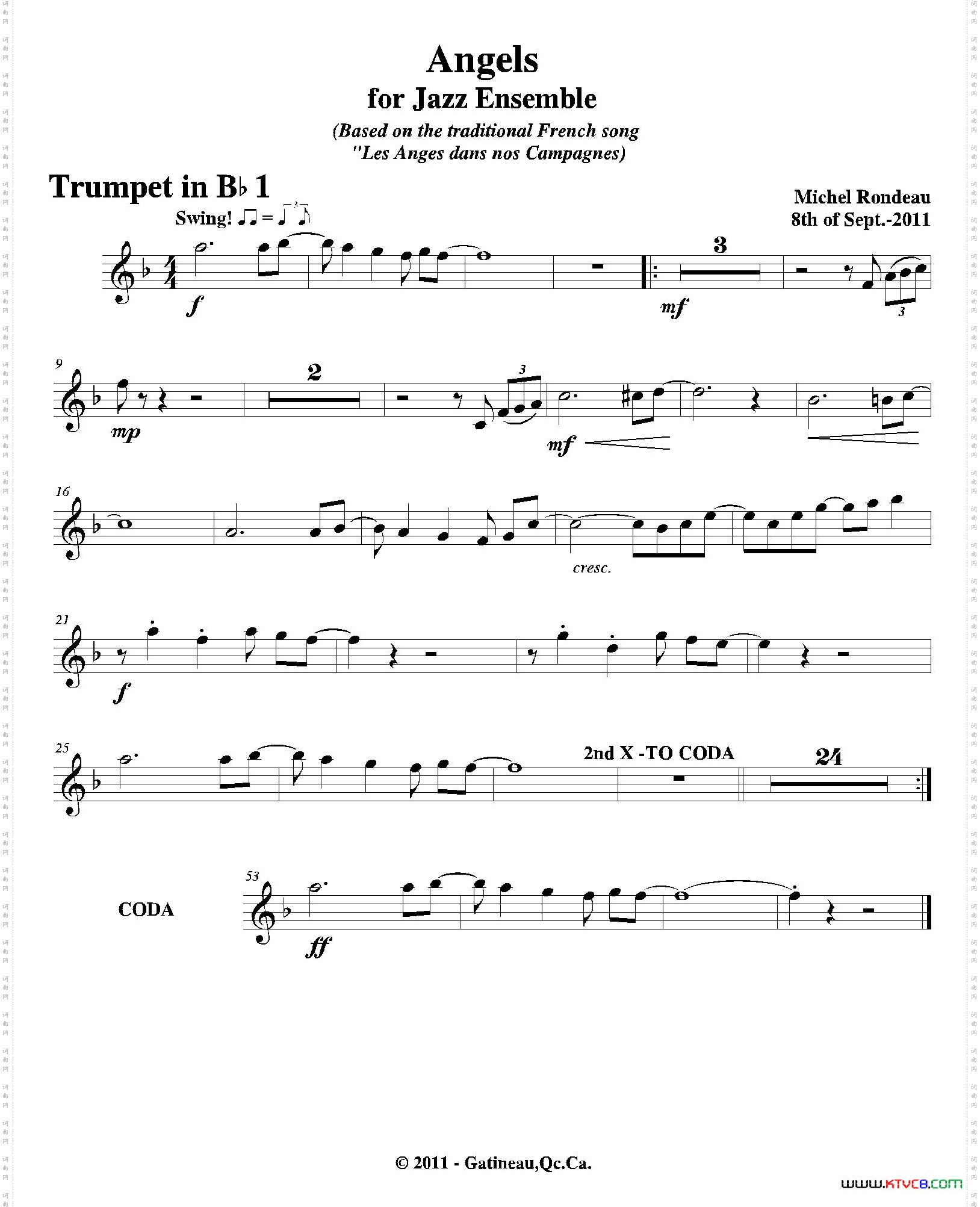 AngelsforJazzEnsemble第一降B小号分谱_Angels for Jazz Ensemble第一降B小号分谱