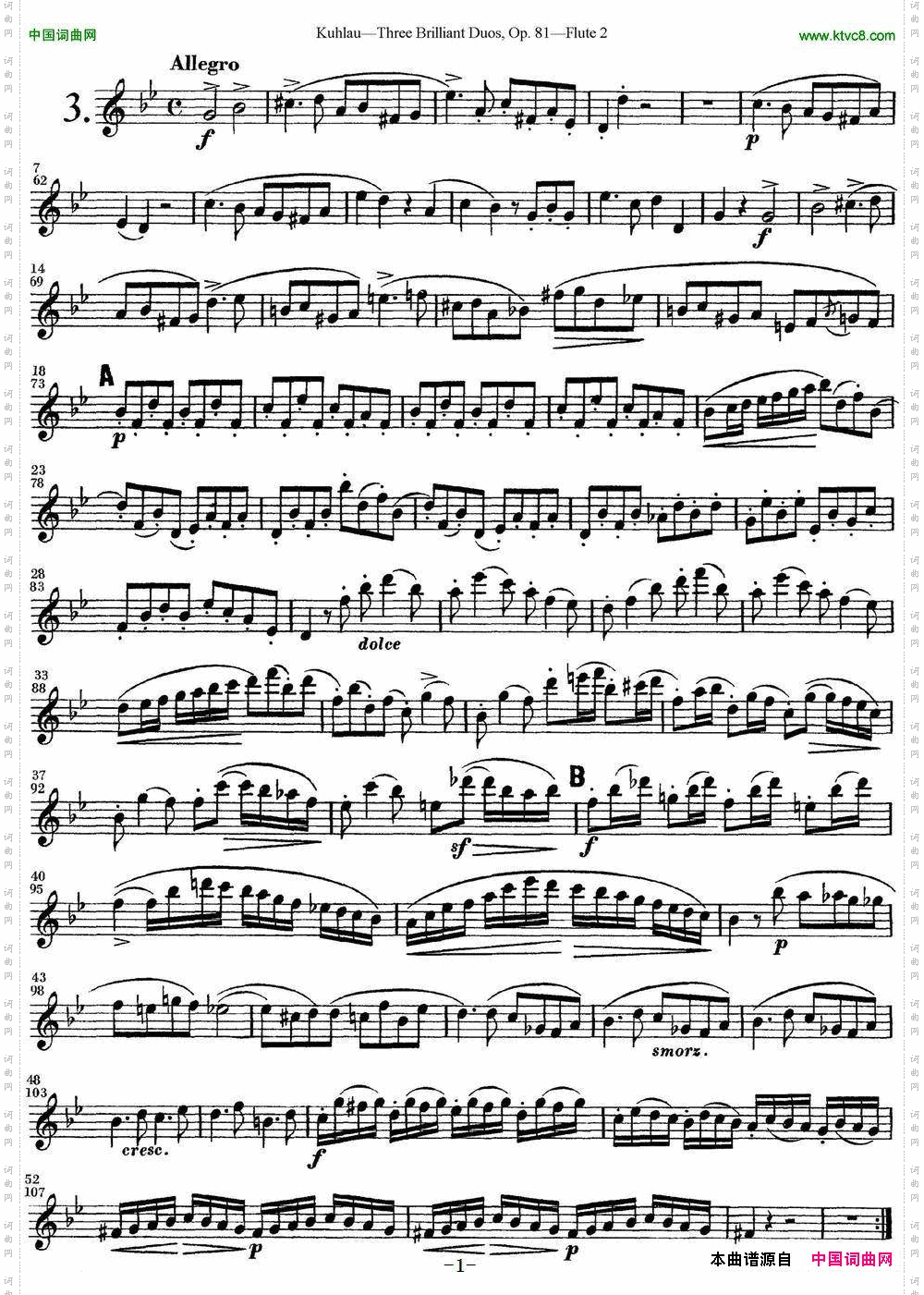 库劳长笛二重奏练习三段OP.81——Flute2NO.3_库劳长笛二重奏练习三段OP.81——Flute 2NO.3