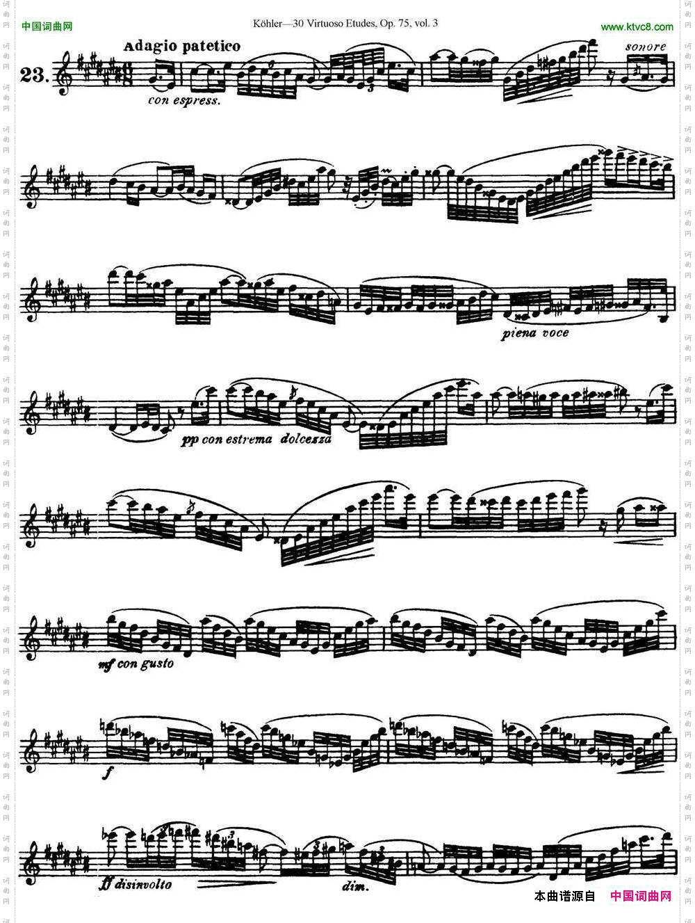 柯勒30首高级长笛练习曲作品75号NO.23