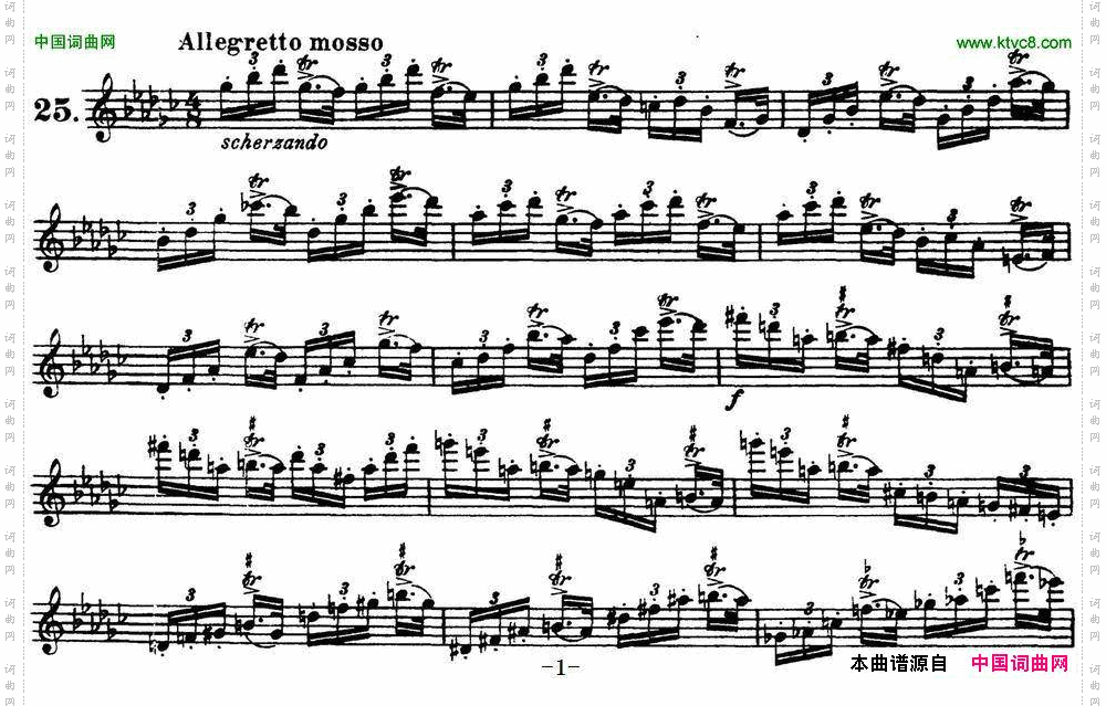柯勒30首高级长笛练习曲作品75号NO.25