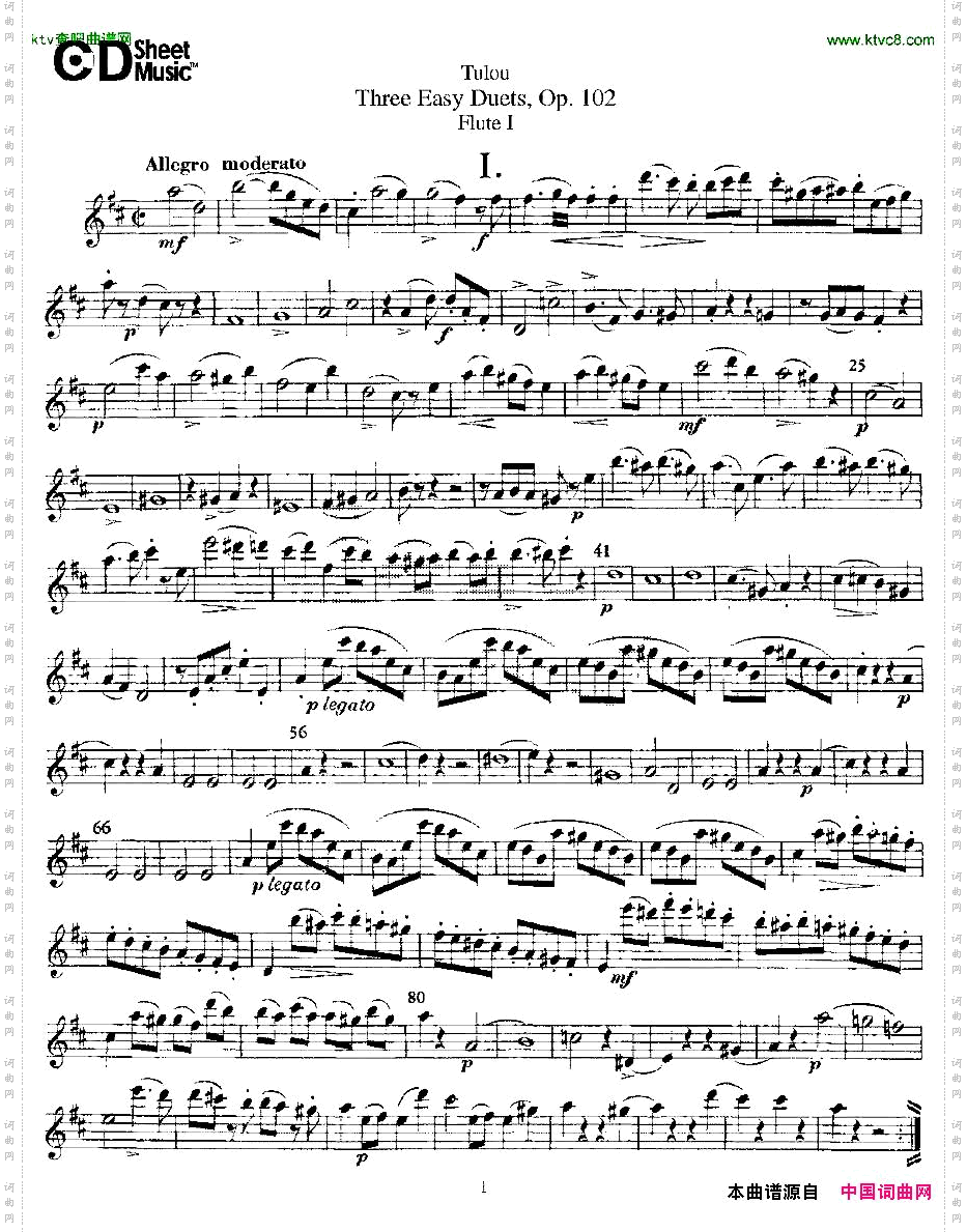 ThreeEasyDuets,Op.102之第一长笛三首简易重奏曲作品102号