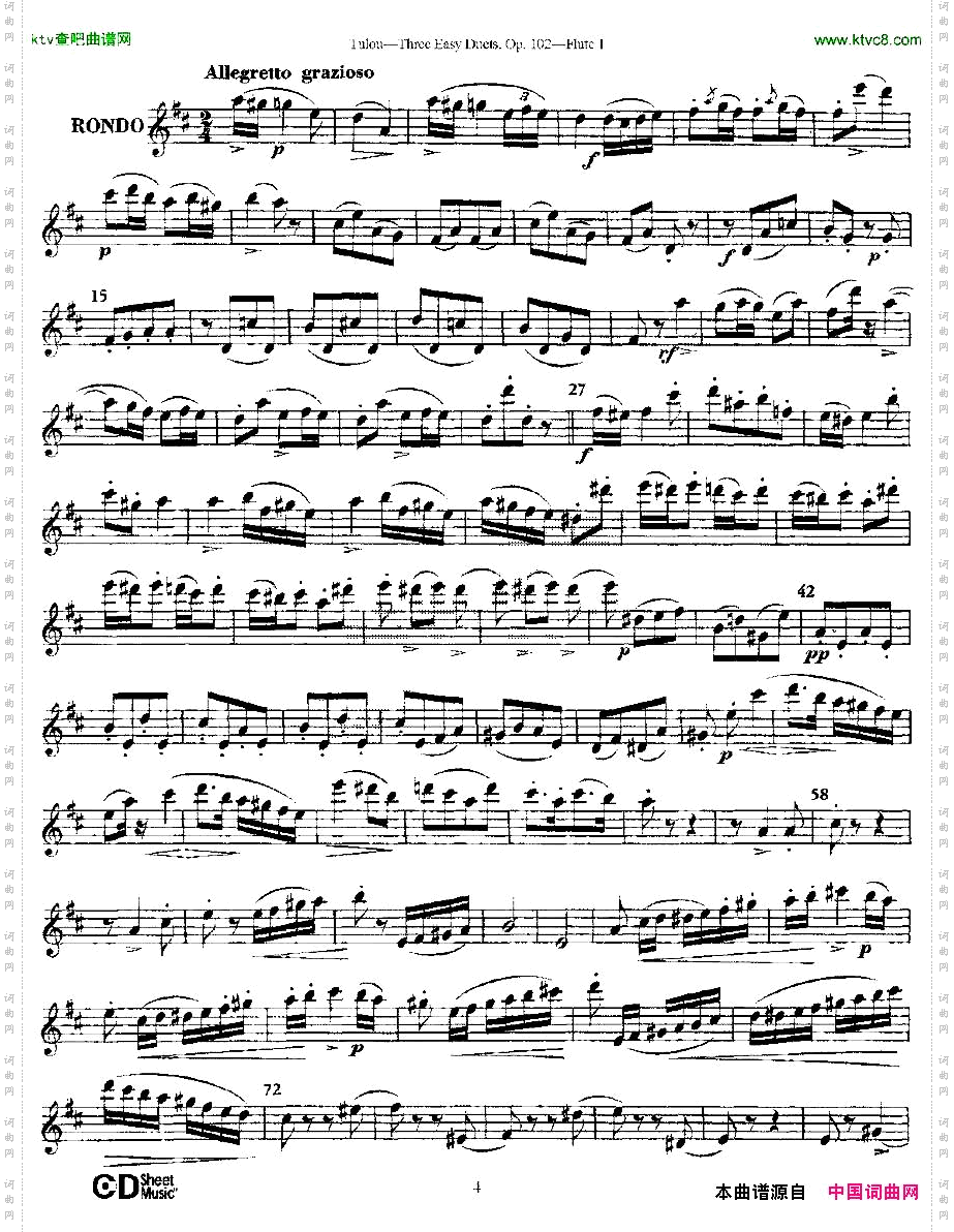 ThreeEasyDuets,Op.102之第一长笛三首简易重奏曲作品102号