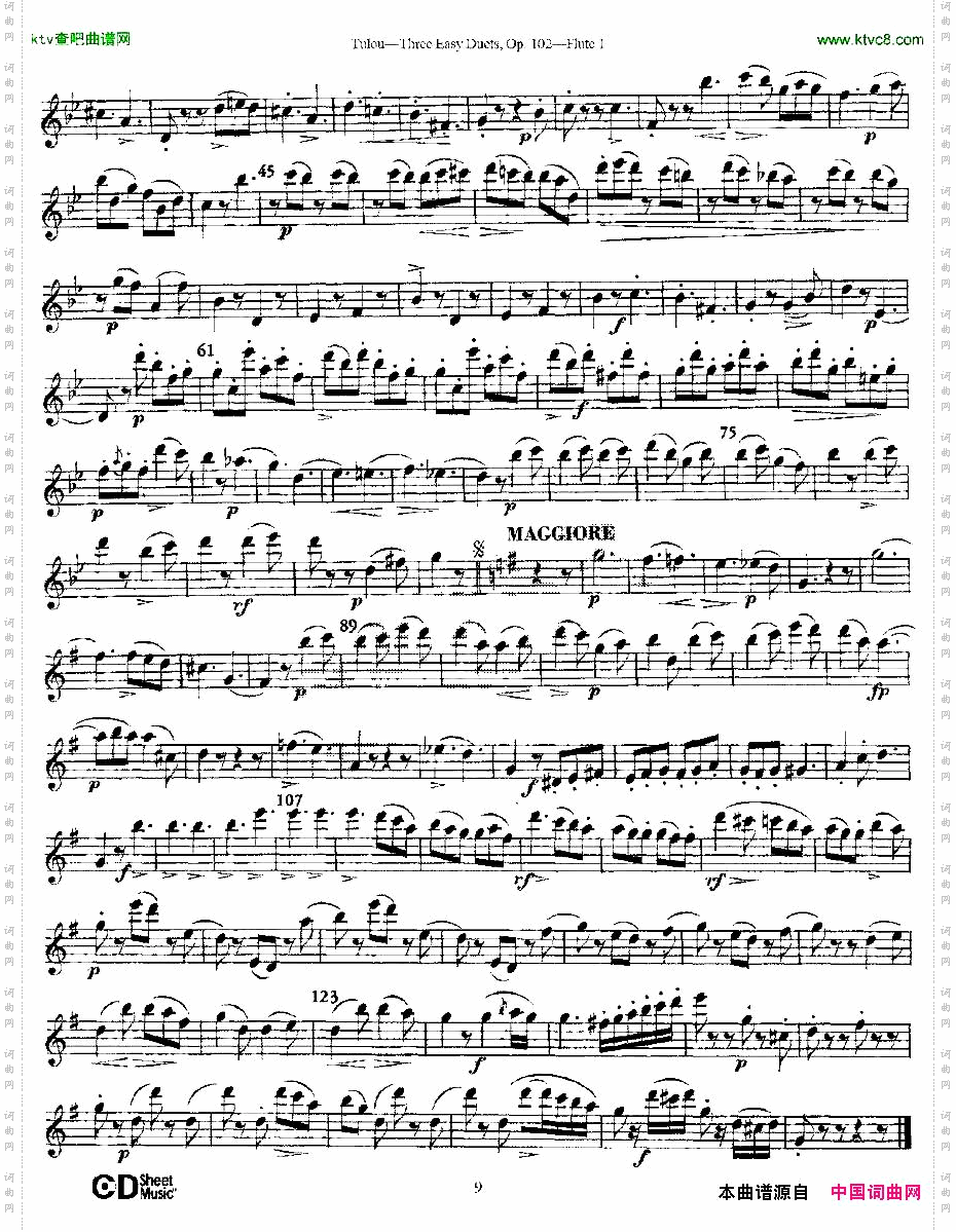 ThreeEasyDuets,Op.102之第一长笛三首简易重奏曲作品102号