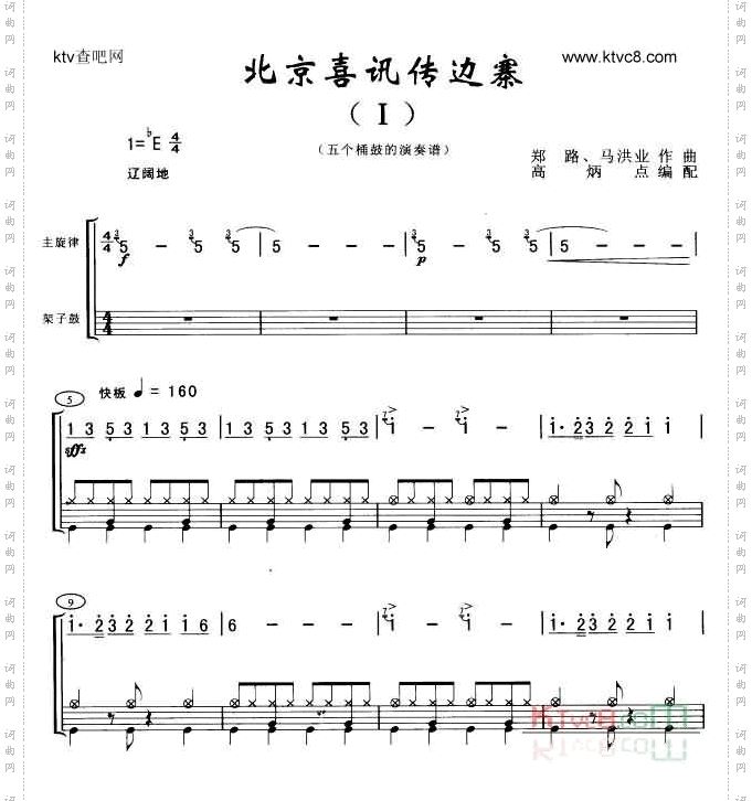 北京喜讯传边寨架子鼓谱