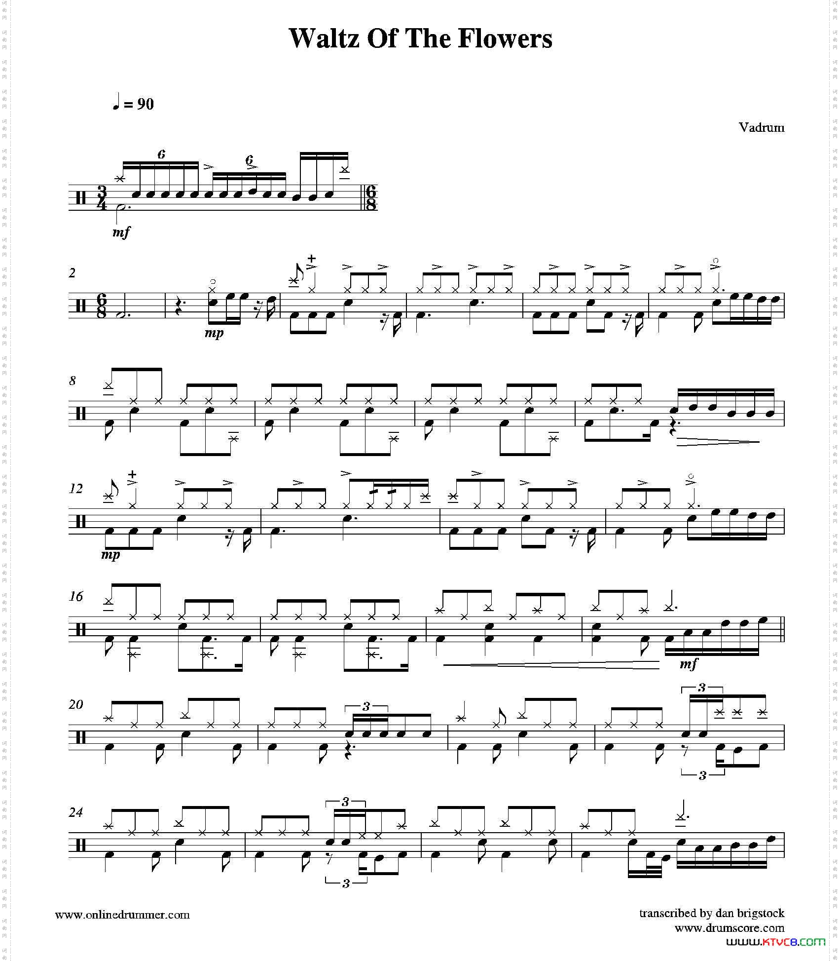 《Waltz Of The Flowers（鼓谱）》简谱